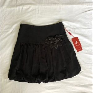 Black Mini Skirt w/Flowers